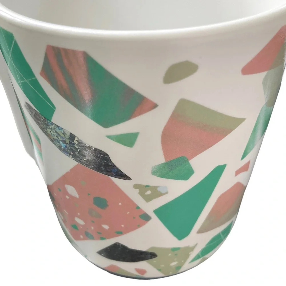 Starbucks 2019 Confetti Foil Geometric Pink Green Ceramic Coffee Mug 12oz - Picture 7 of 14